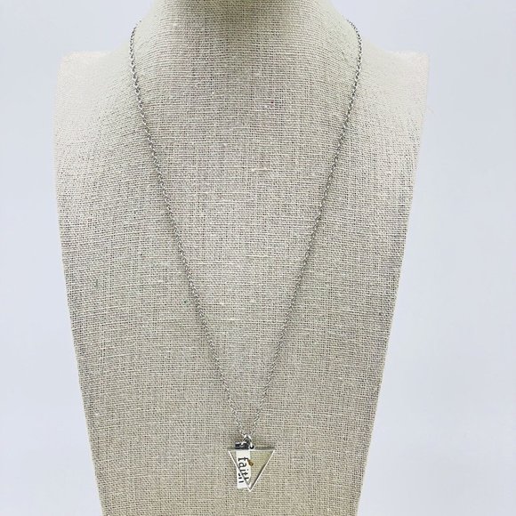 Acrylic Triangle Faith Charm Necklace Silver Tone Mustard Seed Christian Prayer - Picture 4 of 6